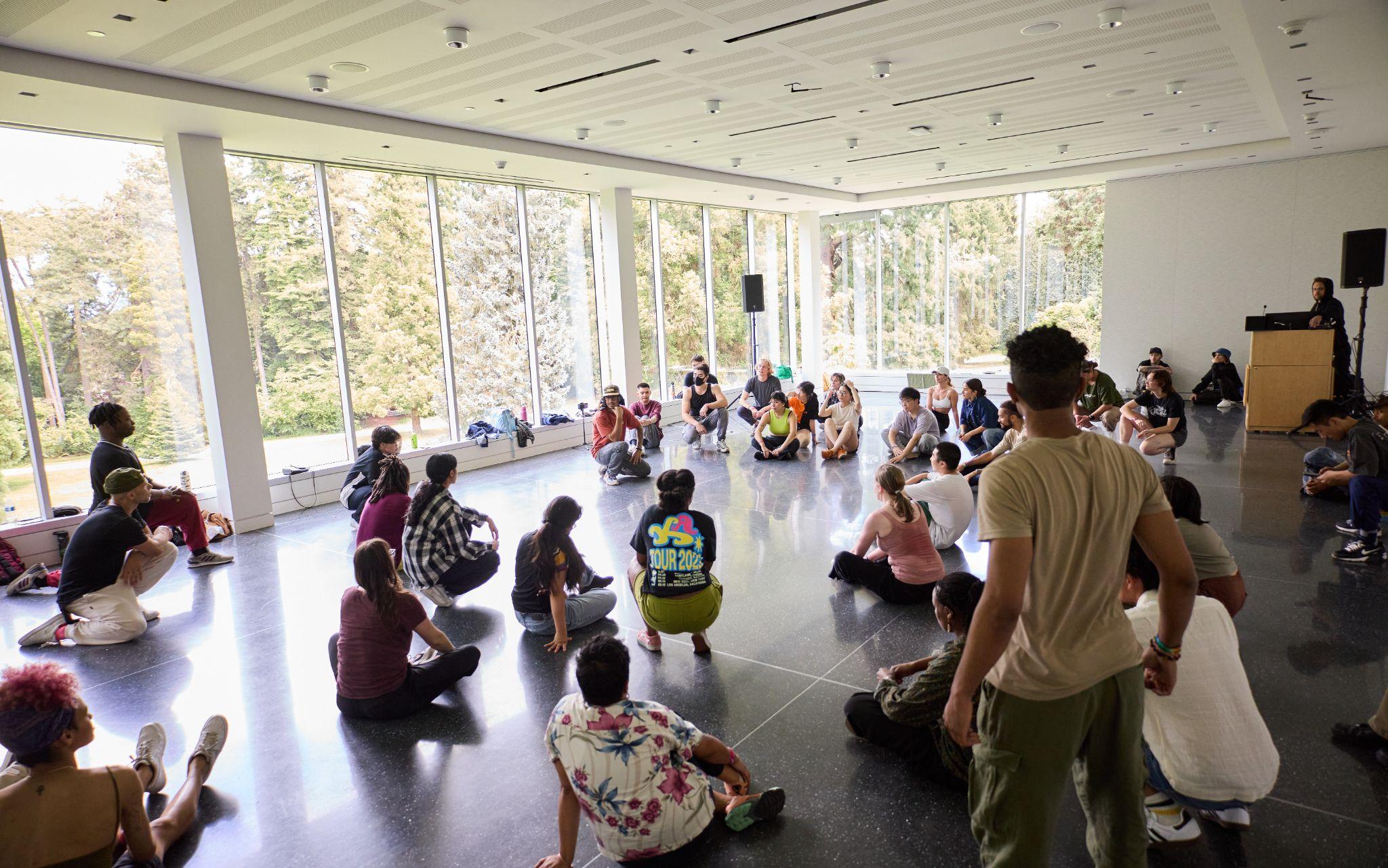 Community gathering in circle